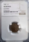 NGC 1907 Indian Head 1c Copper Penny Cleaned AU Details