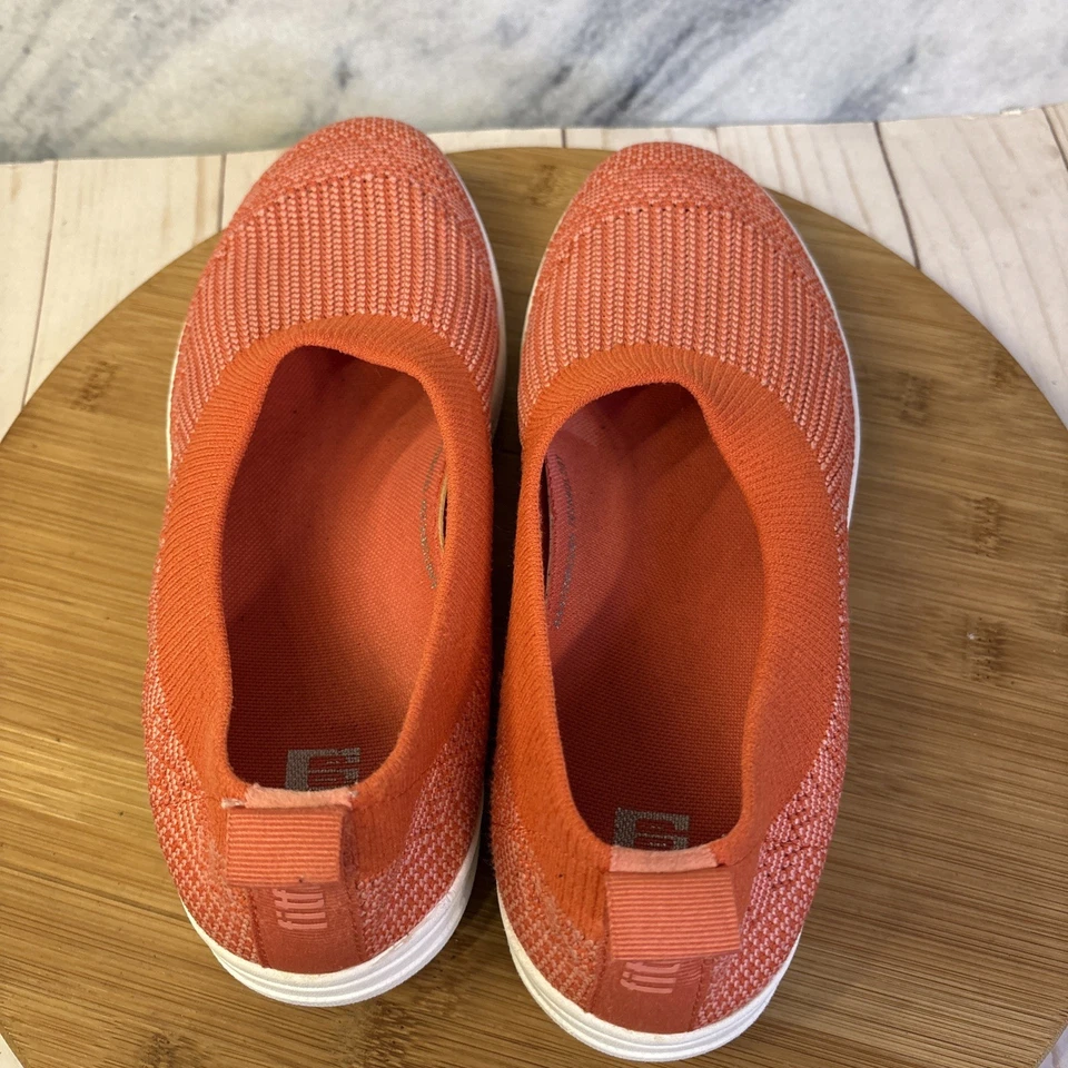 Zapato Fitflop Mujer Uberknit Bailarina Naranja Melocotón Tejido Ballet Plano Talla 7.5 M Foto 4 de 4