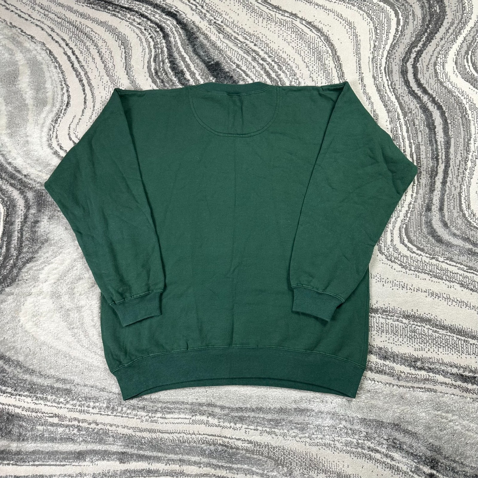 VTG Bukta 90's Forest Green Black Script Medium Distressed Crewneck Sweatshirt image 10