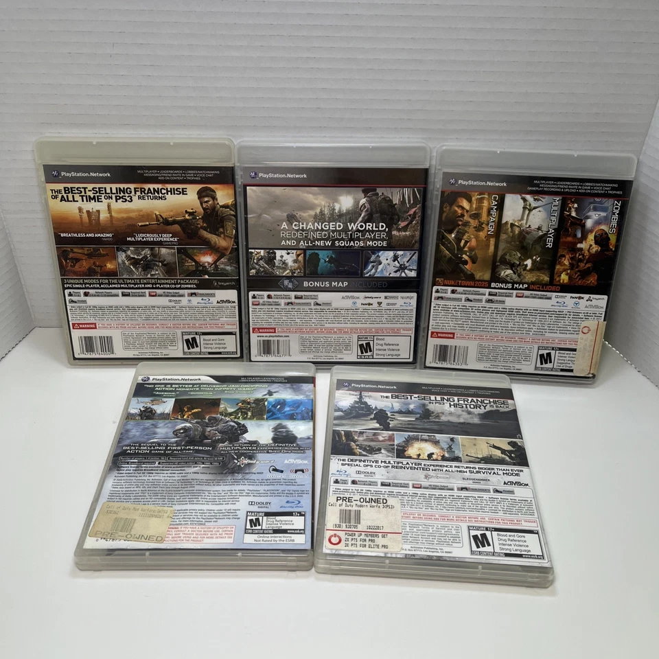Lot of 5 Call of Duty PS3 Games - Black Ops 1 & 2, Modern Warfare 2 & 3, Ghosts - Image 2 of 4