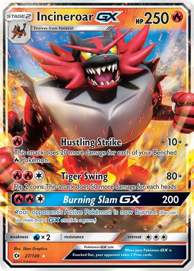 Incineroar GX - 27/149 - Pokemon Sun & Moon Base Set Ultra Rare Card NM