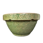 Old Mccoy Yellowware Pottery Hearts & Triangle 8" Mixing Bowl Green Salt Glaze