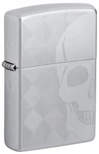 Zippo Skull Design Auto Engraved Satin Chrome 48208