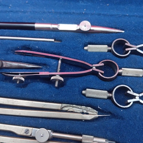 Vintage Kern Aarau Swiss Math & Engineer's 10-piece Drafting Compass Set in Case - Picture 3 of 21
