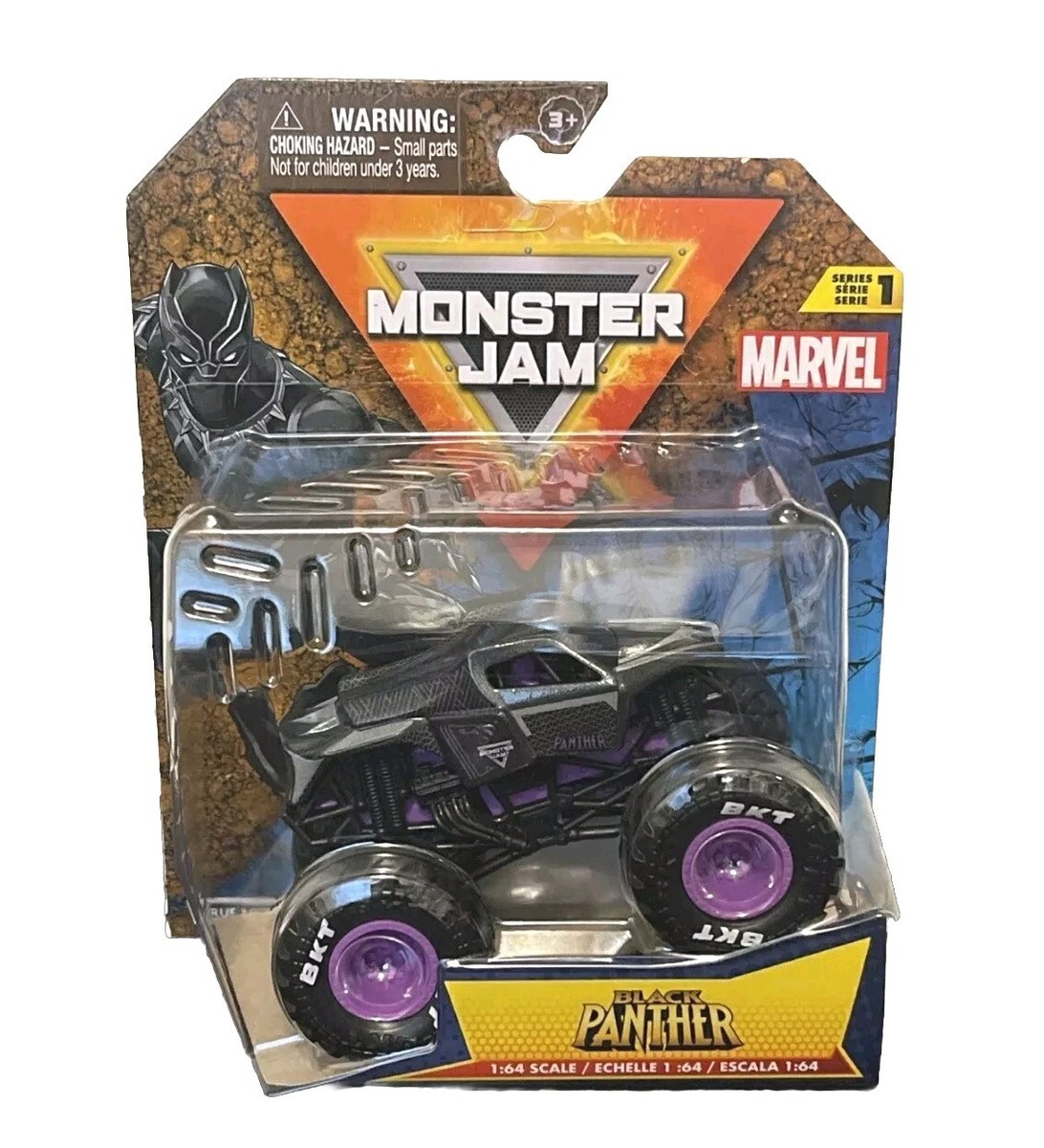 MONSTER JAM SERIES 1 MARVEL BLACK PANTHER MONSTER TRUCK 1:64 SCALE