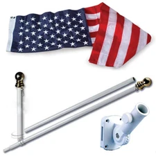 American Home Nylon 2 by 3-Feet US Flag Set with 6-Feet Spinning Flag Pole 