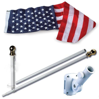 American Home Nylon 3 by 5-Feet US Flag Set with 6-Feet Spinning Flag Pole 100D