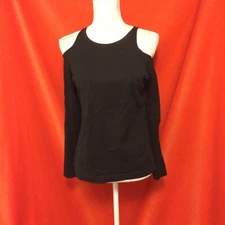 Joan Vass VTG 90s cold shoulder knit top black size small