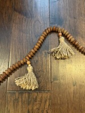 Boho Beaded Tassel Garland Brown with Jute Tassels - 5 Feet Long