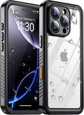 iPhone 16 Pro Black Clear Full Body Waterproof Shockproof Case 16FT Drop Prot...