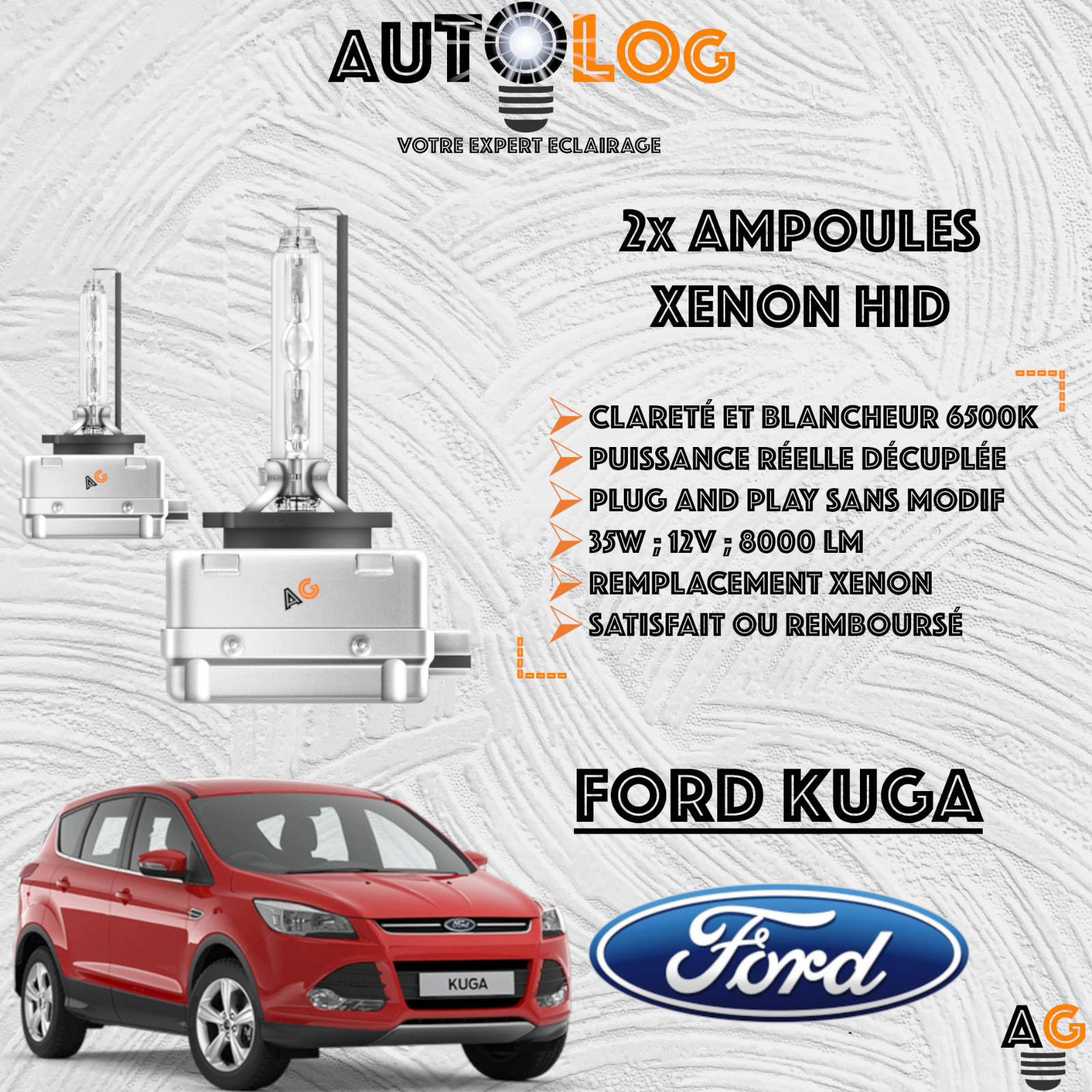 Ampoules xénon HID Ford Kuga phares ternes solution éclairage puissant pour conduite de nuit