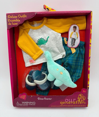 AG Our Generation 18'' Boy Doll Christmas Outfit Dinosaur Pajamas Dino-Snores NEW