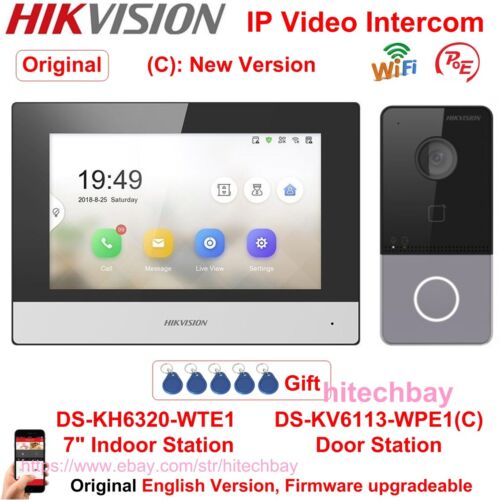 Hikvision IP Video Intercom DS-KV6113-WPE1 Doorbell DS-KH6320-WTE1 Monitor PoE - Afbeelding 1 van 12