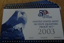 2003 State Proof Quarters U.S. Mint 5 Sets Box COA Illinois Alabama Missouri