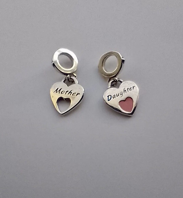 Pandora Dangling Mother Daughter Heart double Charm UK
