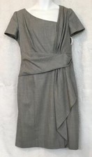 Carolina Herrera Dress Gray Short-Sleeved Waist Sash Size 12