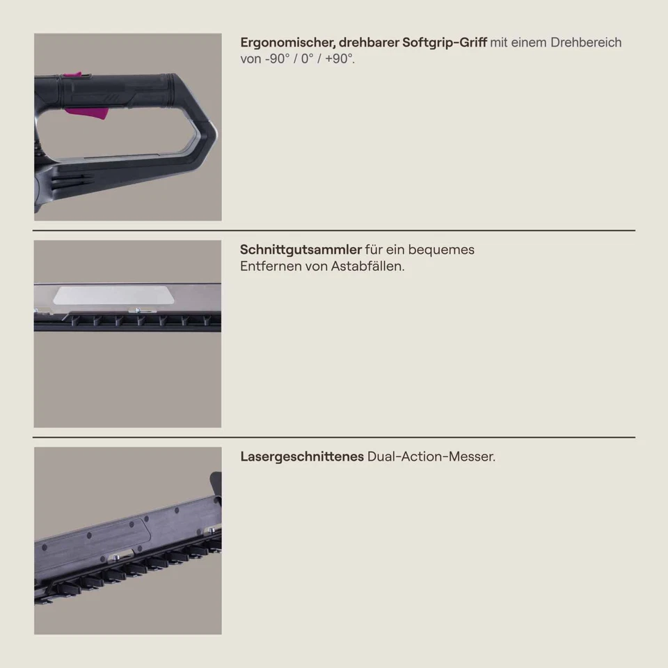 Akku Heckenschere 20V Brushless 65cm Schnittlänge 30mm Aststärke Gomag HES720BL - Bild 4 von 4