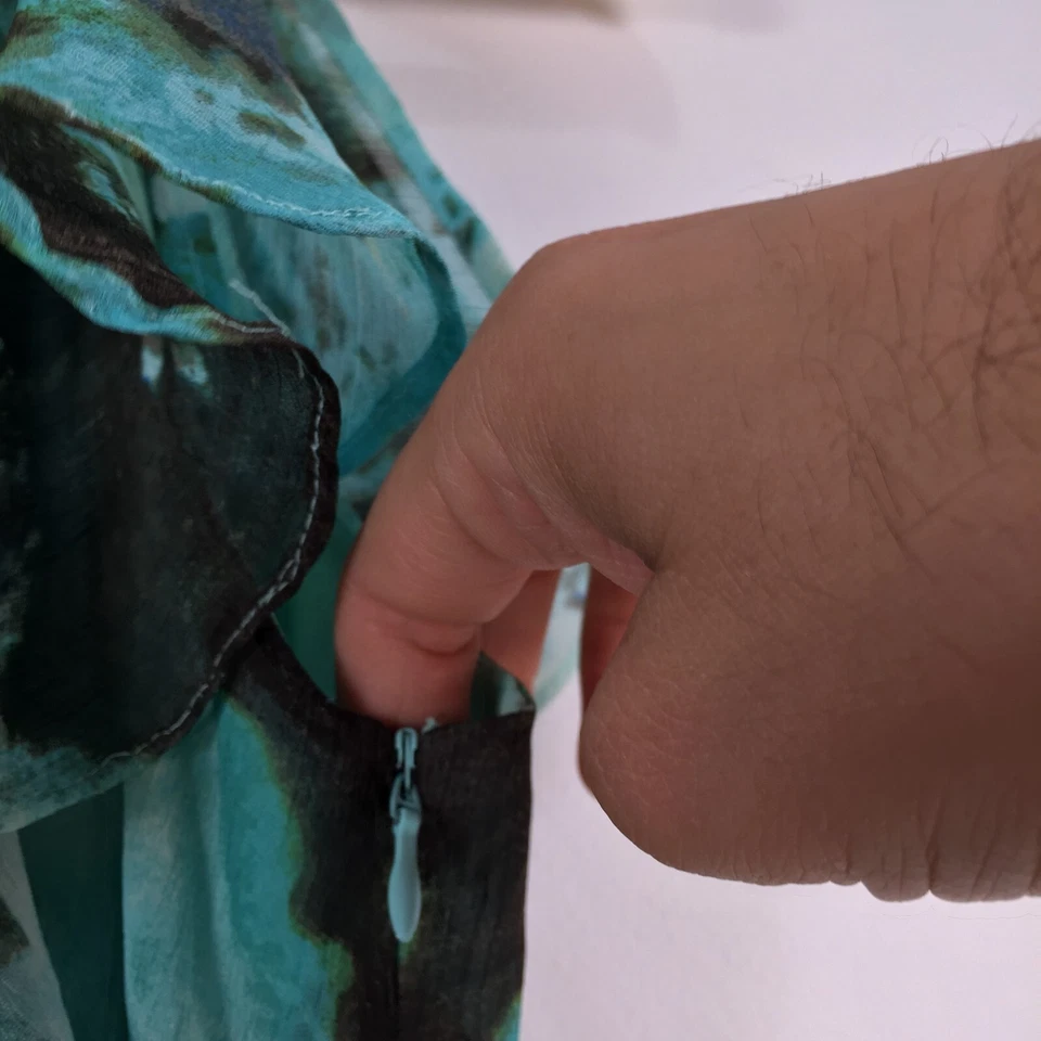 Vestido mujer a cuadros talla US 6 aus 10 lápiz azul geométrico manga corta 041036 Foto 4 de 4