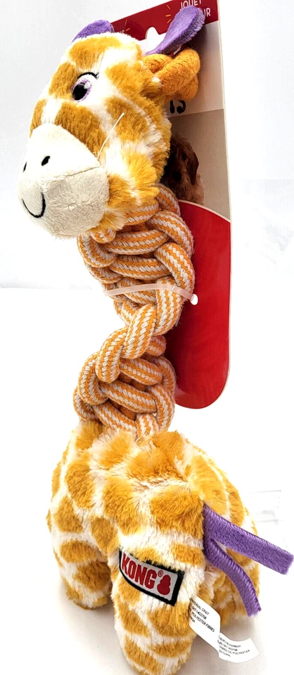 KONG Nudos Twists JIRAFA M/L Low Stuff Chirrido Cuerda Trenzada Tirar y Agitar Juguete para Perro Foto 3 de 4