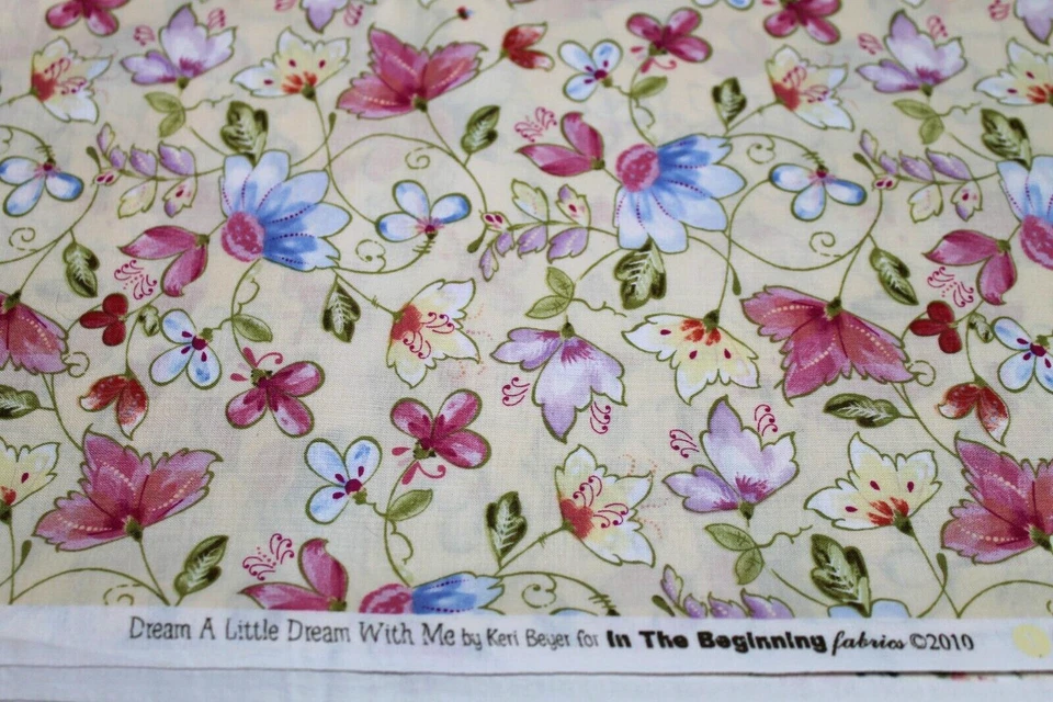 Floral Yellow Cotton Fabric Cotton Quilting Keri Beyer In the Beginning BTY - Image 3 of 3