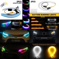2x 60cm Led Switchback Drl Tube Light Strip Amber Sequential Flow Turn Signal E