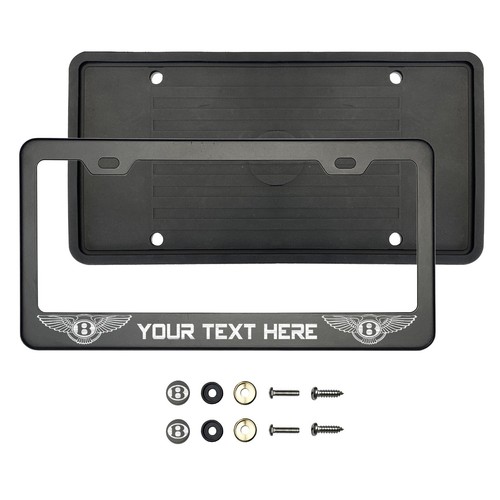Matte Black Fit Bentley License Plate Frame with Mounting Hardware and Cover - Picture 3 of 3