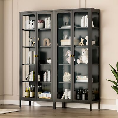 送料無料！CURIOキャビネット　100 5-Tier Display Cabinet Curio Storage Cabinet with 20 Color Lights