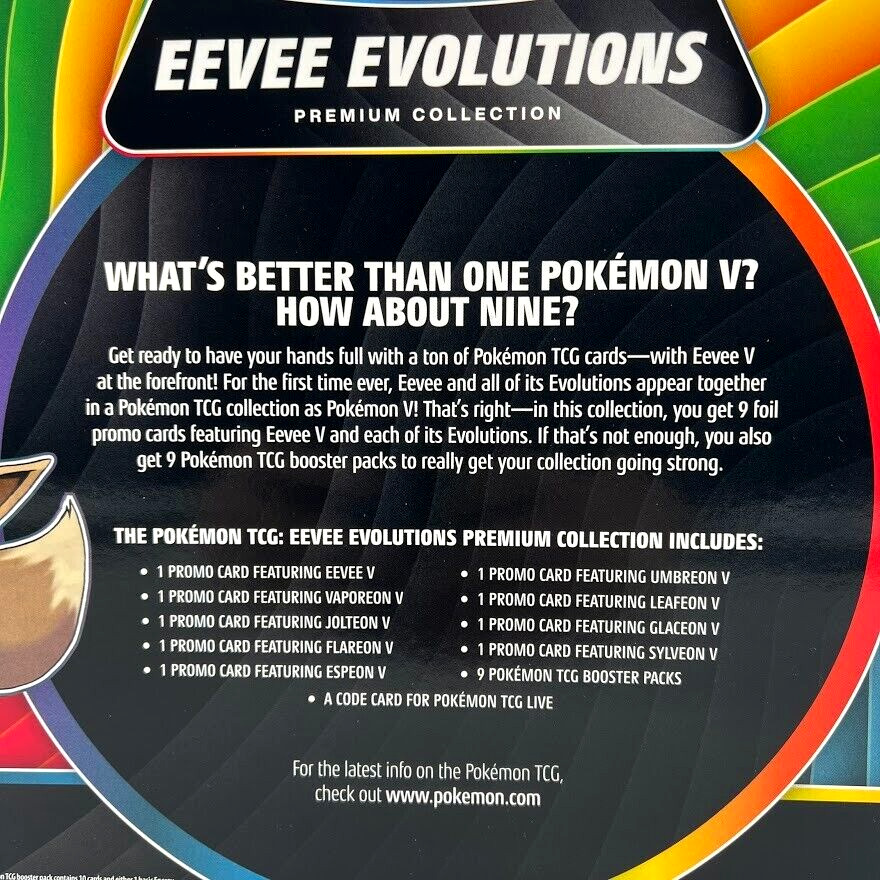 Factory Sealed- Pokemon Eevee Evolutions Premium Collection Card Box 99  cards