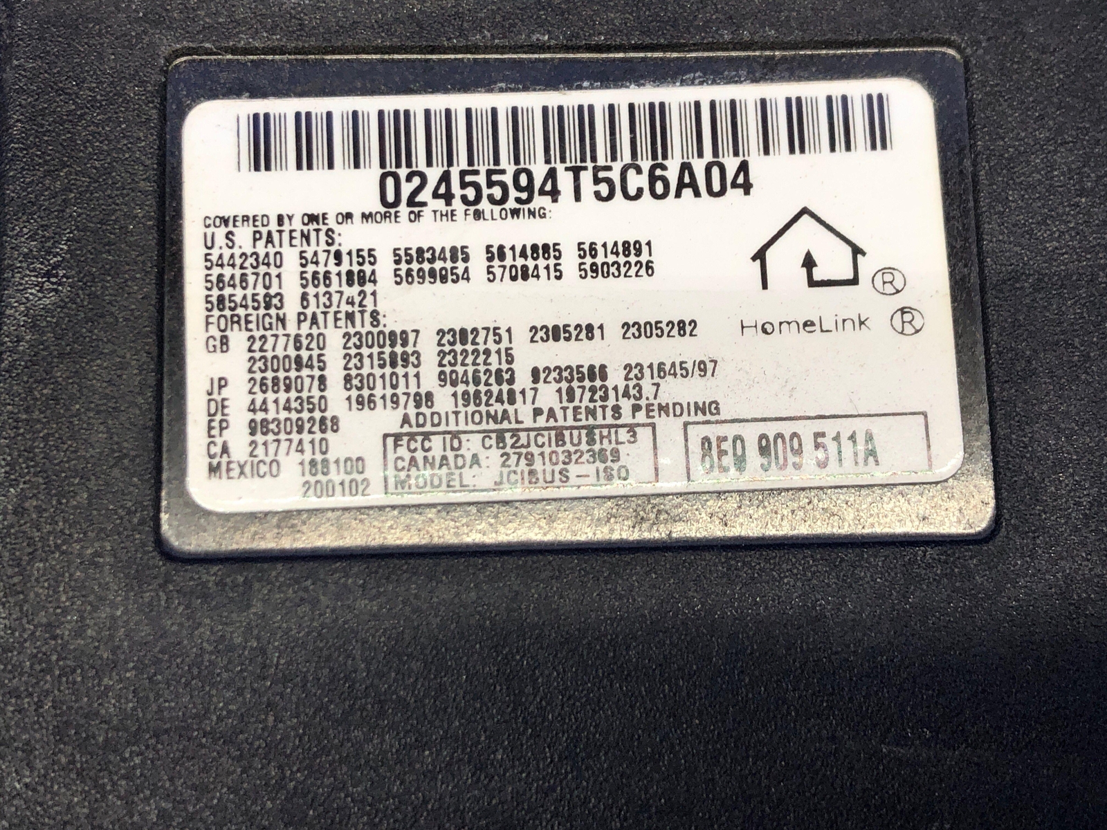 LAMBORGHINI GALLARDO OEM HOMELINK GARAGE OPENER CONTROL MODULE 8E0909511