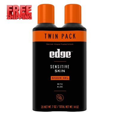 Edge Sensitive Skin Shave Gel for Men with Aloe, Twin Pack, 14 oz