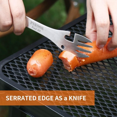 5-in-1 Stainless Steel Tactical Spork with Fork, Knife, Bottle Opener & Camping - Picture 16 of 21