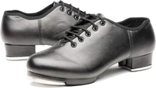 JooCare Split Sole Jazz Tap Dance Shoes (Adult/Unisex for Big Kid) (5.5, Black)