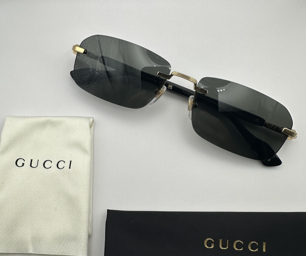 【極美品】GUCCI グッチ サングラス GG1221S リムレス ゴールド Amazon.com: Gucci GG1221S 004 Gold/Red Rectangular Men's
