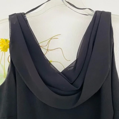 S.L. Fashions Sleeveless Chiffon Cowl Neck Black Dress - Size 14W - Picture 2 of 4