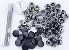 15 Sets 15mm Matte Black Heavy duty w/Tool Poppers Snap Fastener Sewing Button