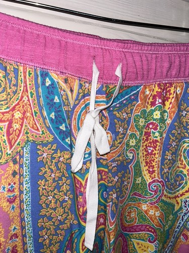 CHAPS Ralph Lauren Sz MEDIUM Pajamas Pink Pullover Top Paisley Cropped Pants EUC - Picture 12 of 15