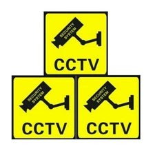 3 Pcs Lot Home CCTV Surveillance Security Camera Sticker Warning Decal Signs A