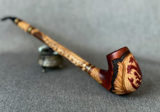Pipa Larga "Dragón" Madera Pipa de Tabaco Pipa de Fumar Pipas Guardián de Iglesia Filtro de 9 mm
