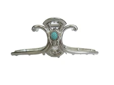 Extra large hair claw clip silver turquoise blue stone metal native western