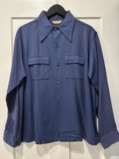 Vintage 40s Gabardine Shirt NOS Men  s L Rayon Gabardine Shirt