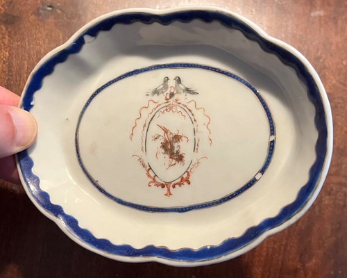 Antique Early 19th c Chinese Export Porcelain Pin Dish Plate Federal Market 1810 - Picture 4 of 9
