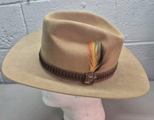 Vintage Stetson 4X Beaver Stampede Cowboy Hat Acorn Tan 7 1/4 Western 1980s