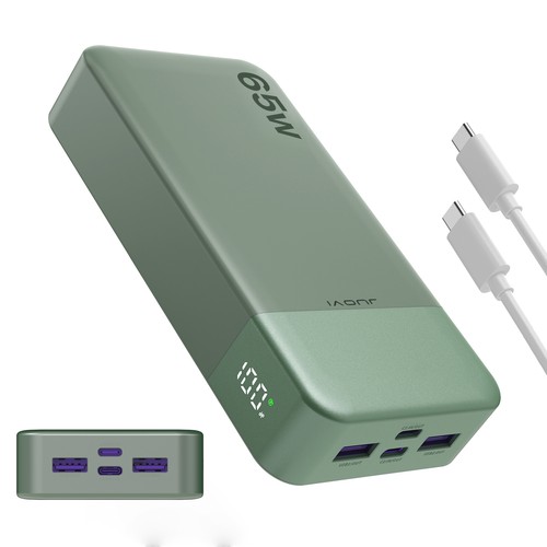 JUOVI Power Bank 20000mAh 65W Charging Portable External Battery Backup ...