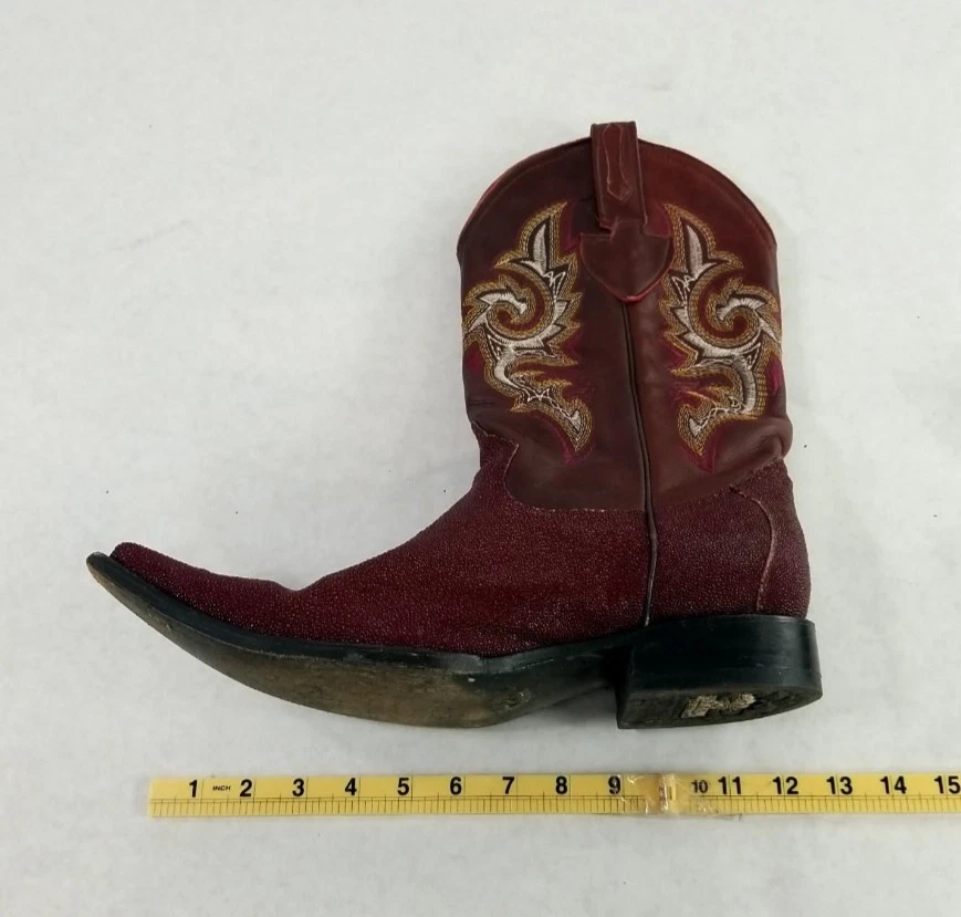 Botas de Vaquero Occidentales Raras Exóticas Borgoña Raya - Puntera Cuadrada - Para Hombre Foto 4 de 4