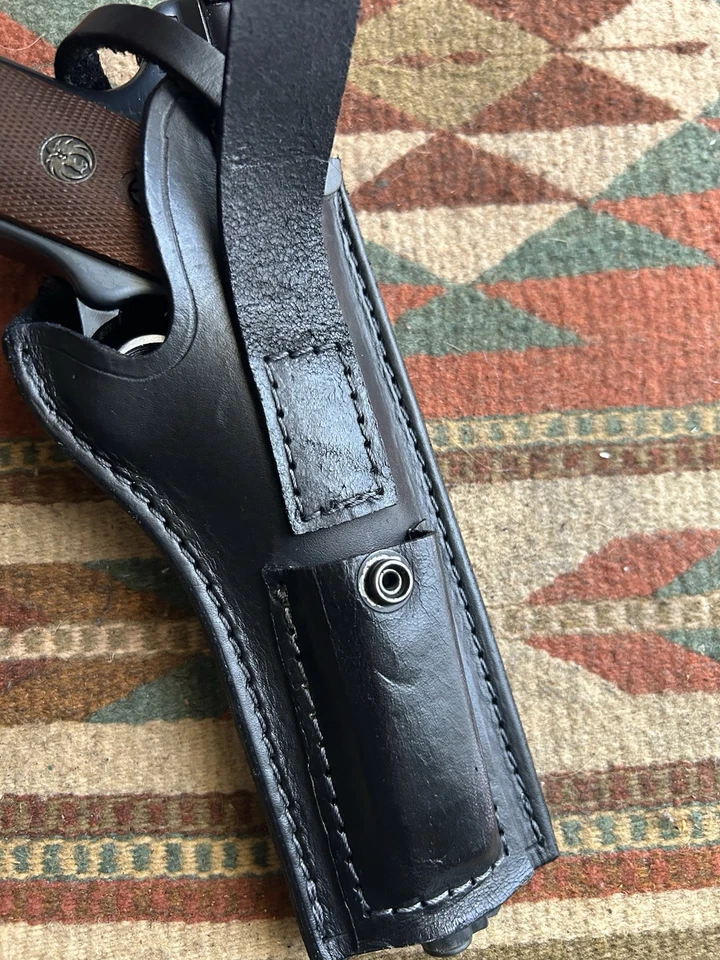 Ruger Mark I II III IV Black Leather Holster w Mag Pouch for 5.5 MK Standard USA - Image 4 of 4