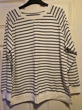 Womens White With Blue Stripes Thin Sweatshirt With Splits Either Side