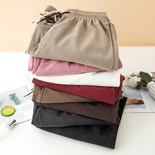 Pantaloni sportivi estivi da donna in corda larghi vestibilità ampia vita alta design gamba larga