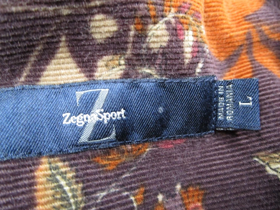 Camisa deportiva Zegna para hombre grande multicolor pana floral abotonada manga larga Foto 3 de 4