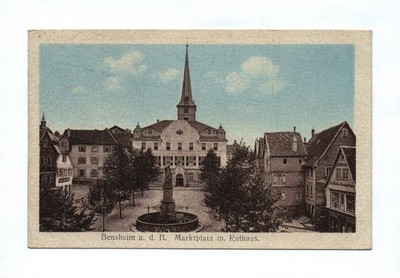 Ak Bensheim an der Bergstraße Marktplatz mit Rathaus