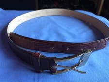 Made in USA lizard grain leather calvin klein medium brown color gold buckle